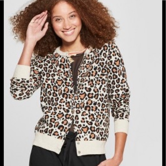 a new day Sweaters - Women’s animal print cardigan in size Medium